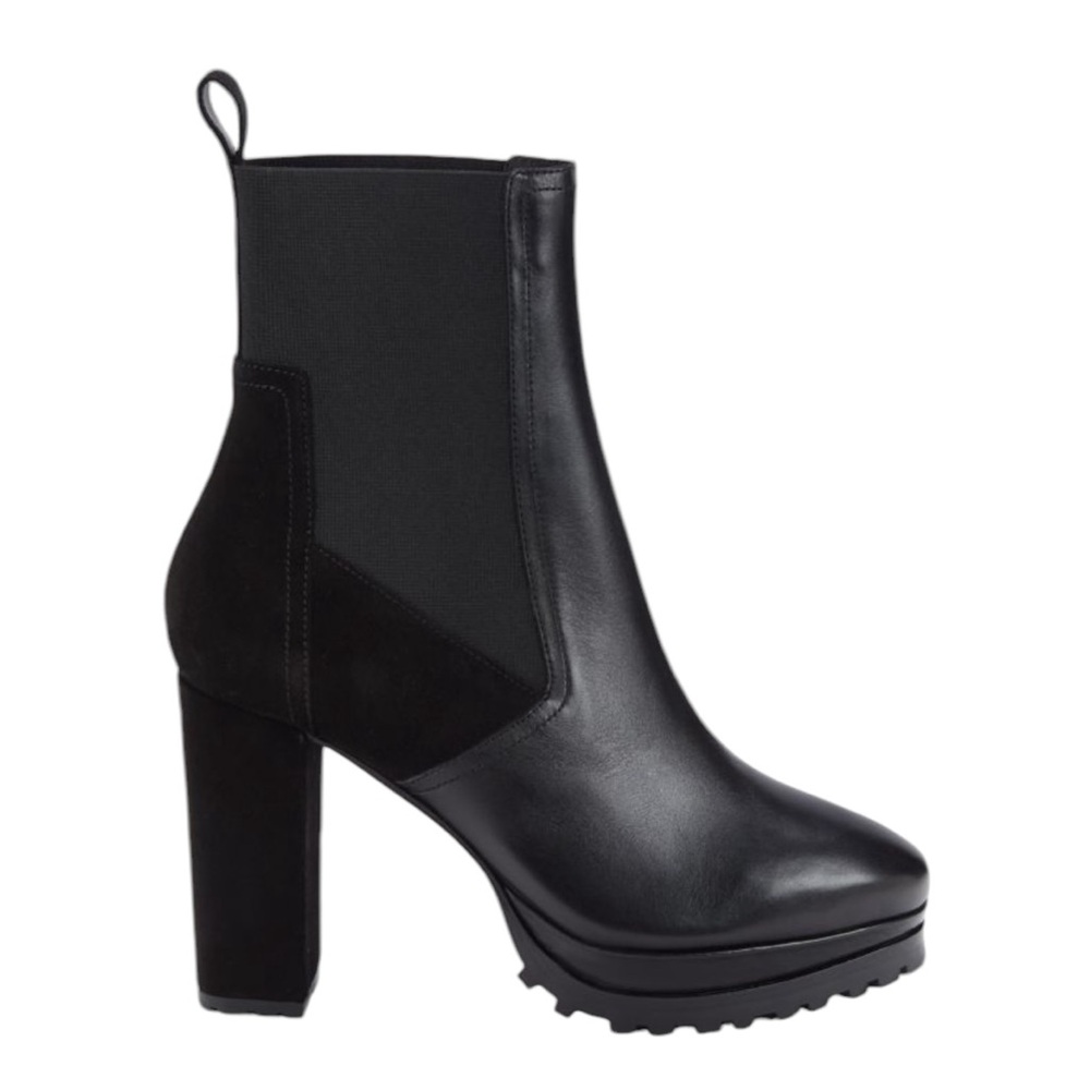 All Saints Black Leather & Suede Platform Ankle Boots nwot